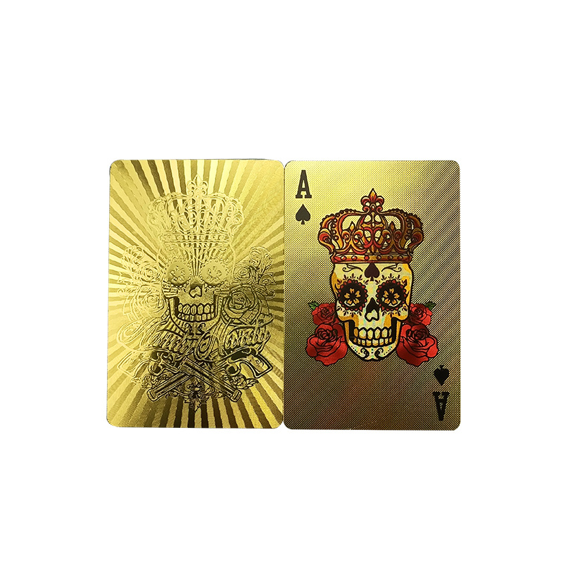 厂家现货金箔土豪纯黑色扑克 德州塑料防水骷髅头出口跨境货源详情8