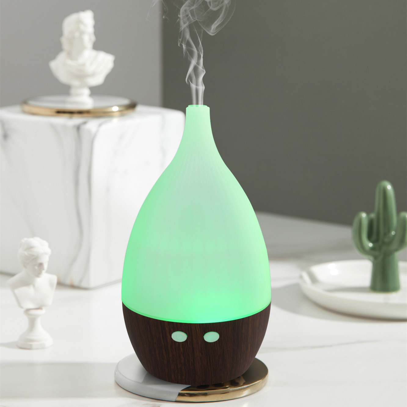 5V超声波香薰机加湿器桌面氛围夜灯创意usb木纹跨境电商现货供应详情2