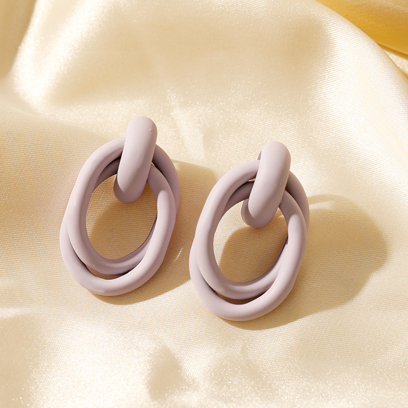 Hyacinth欧美跨境网红同款耳环镀金不锈钢麻花圈爆款耳环钛钢几何耳坠女耳饰详情6