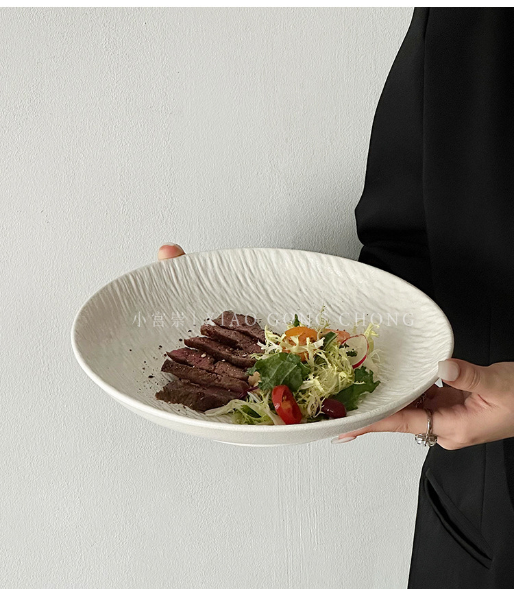 石纹陶瓷深盘轻奢家用牛排盘意面盘高级感西餐盘蔬菜沙拉盘盘子详情8
