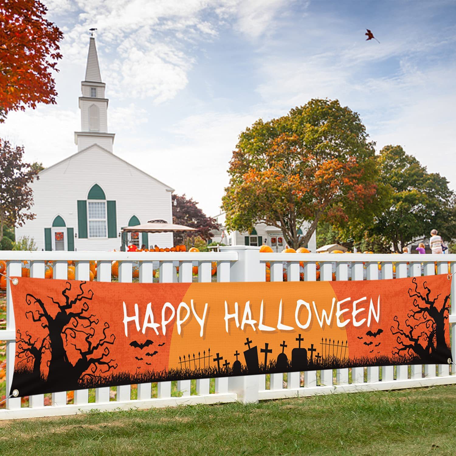 Customized cross-border Halloween couplet banner, festival decoration, polyester printed Halloween background cloth set, and hanging flag pic 23