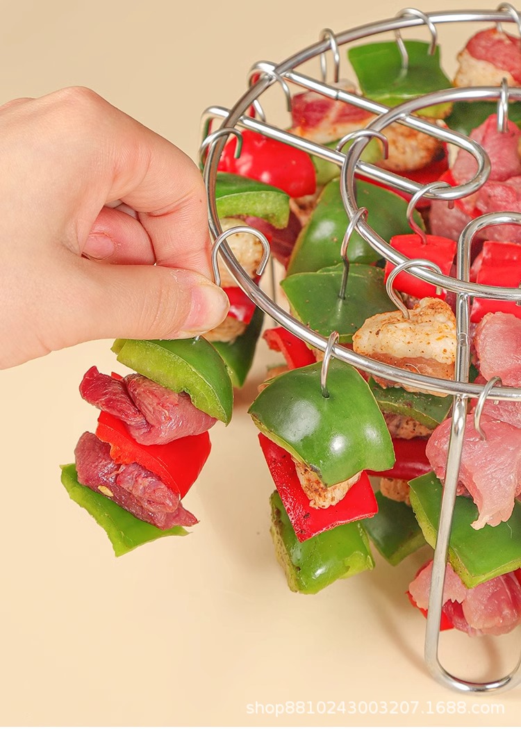 Vertical 25-string stainless steel air fryer, stainless steel grill, barbecue household oven, kitchen skewer meat rack, a magic tool pic 6