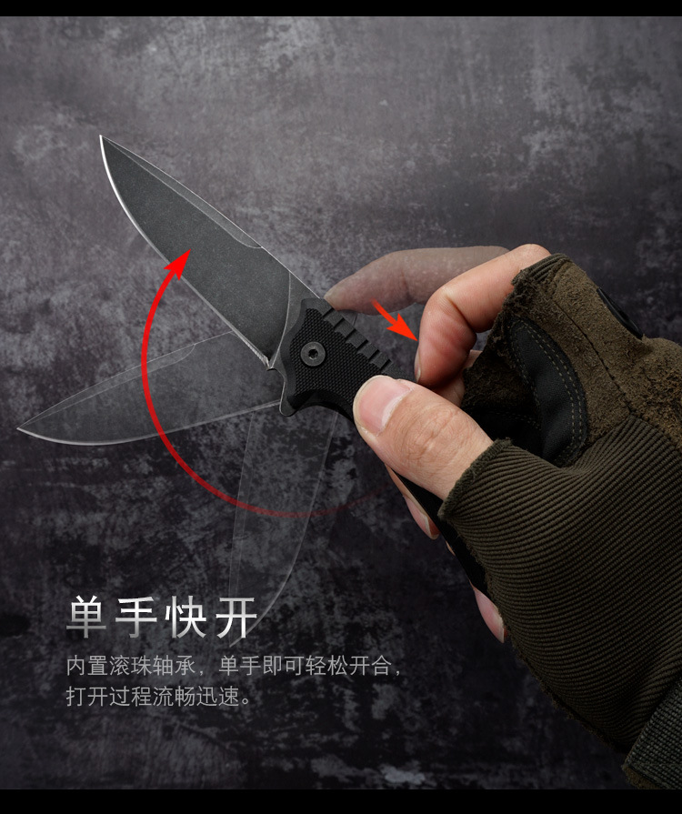 New folding knife G10 handle D2 steel bearing small knife G10 handle stainless steel Yangjiang household function in stock wholesale pic 8