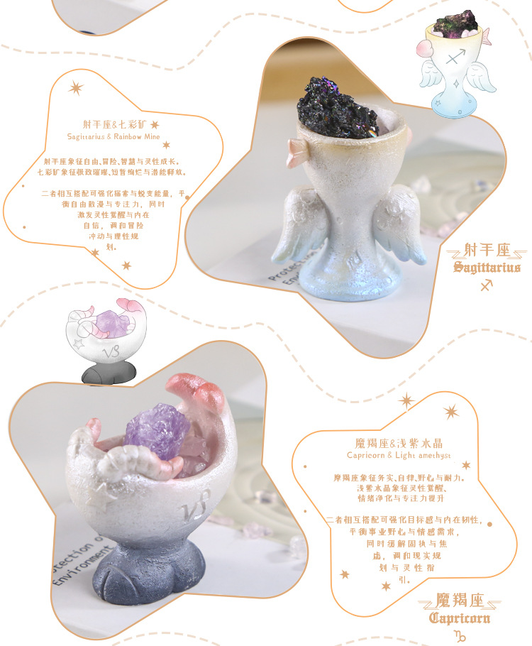 New zodiac blind box cartoon creative design, crystal decorative items, desktop resin handicrafts blind box pic 8