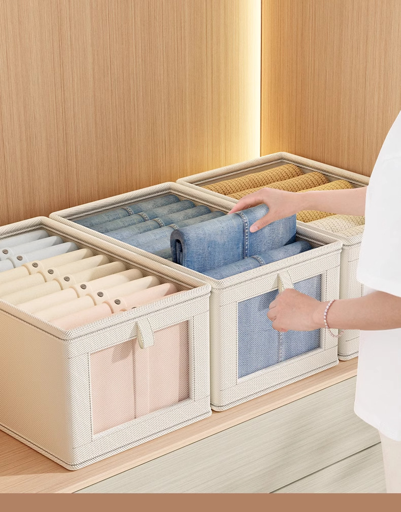 跨境牛津布可视开窗收纳盒家用衣物带盖收纳箱大号布艺整理箱批发详情5