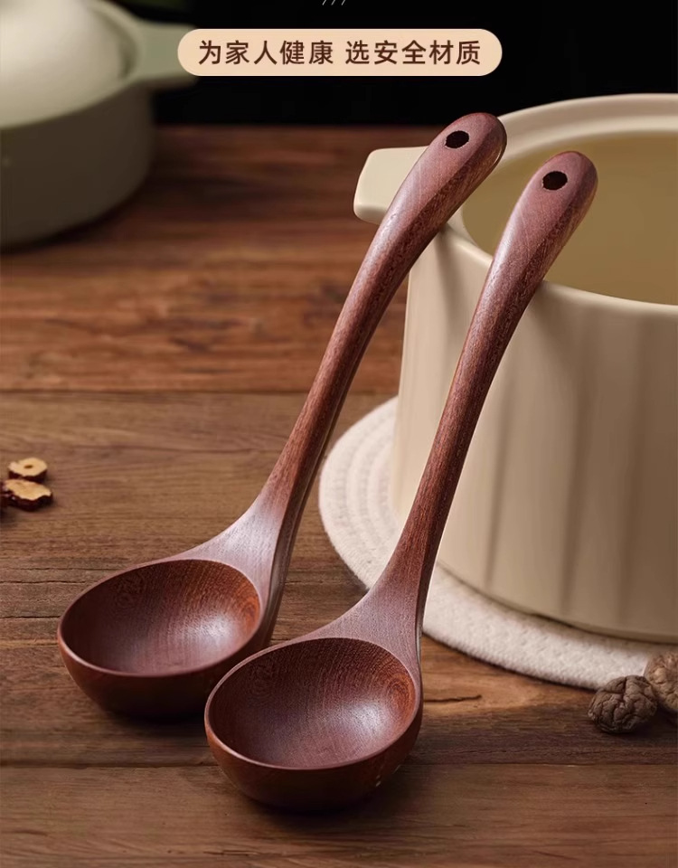 Sanchuang ebony wood spatulas, kitchenware, long-handled soup spoons, wooden spatulas, special wooden spatulas for non-stick pans, and small rice spoons pic 30