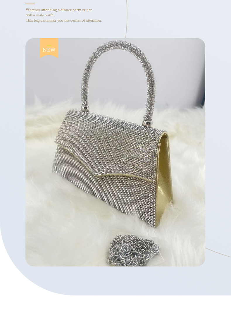 新款欧美时尚复古满钻链条小方包晚宴镶钻手提包斜挎包现货批发详情8