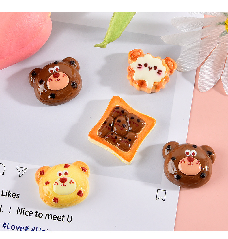Bread, food, play bear cake, resin accessories, diy ornaments, cream glue, phone cases, hair clips, handcrafted material accessories pic 10