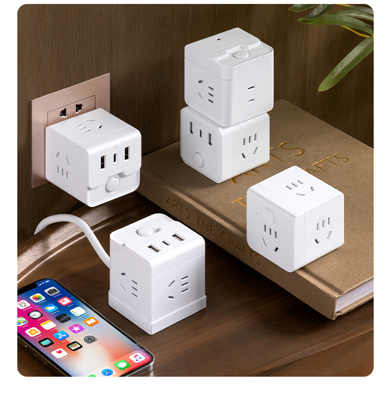 魔方插排家用电源插座转换插头一转多孔多功能孔带USB+c孔详情20