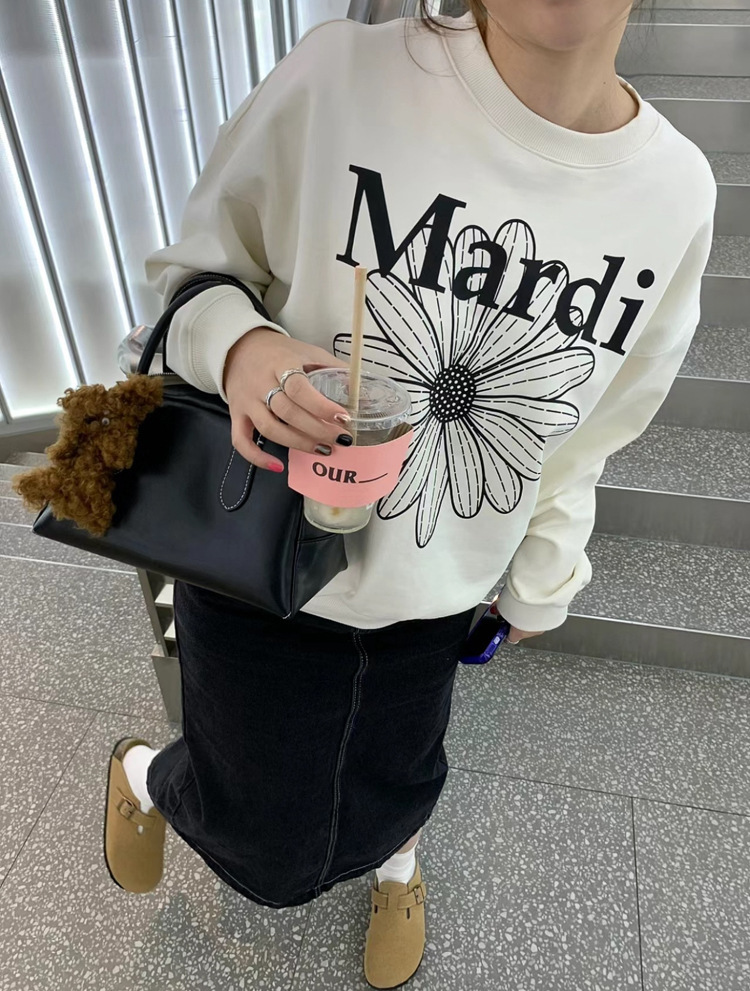 现货韩国潮牌Mardi卫衣女小雏菊24新款印花圆领上衣一件代发详情18