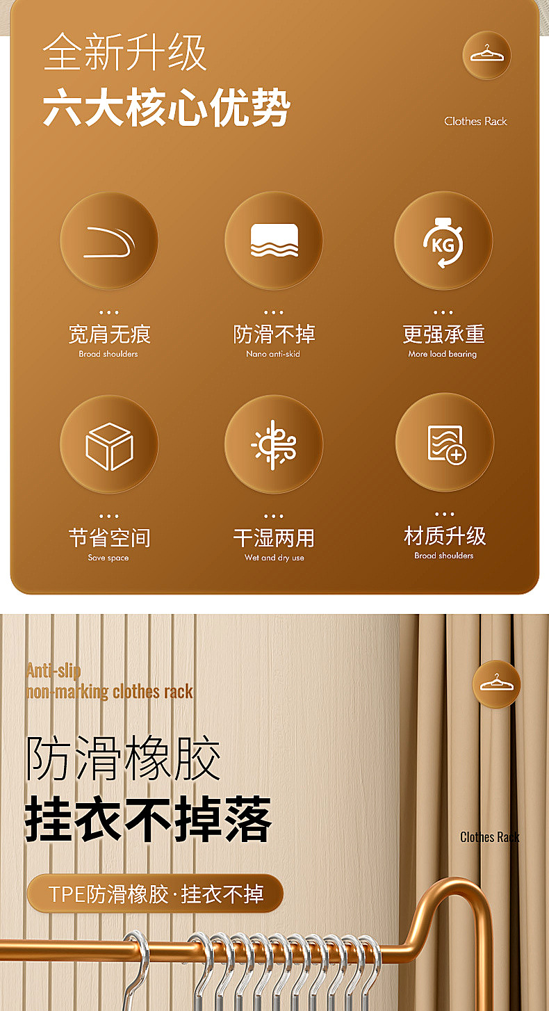衣架家用挂衣防滑衣服挂架晾衣架护衣衣架子衣柜专用无痕衣服撑子详情2