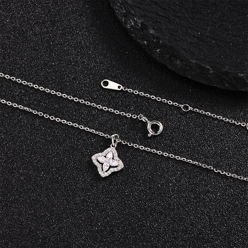 S925 All-silver Swan Kiss Heart Necklace for Women, 26 new style gourd pendant love bouquet necklace pic 14
