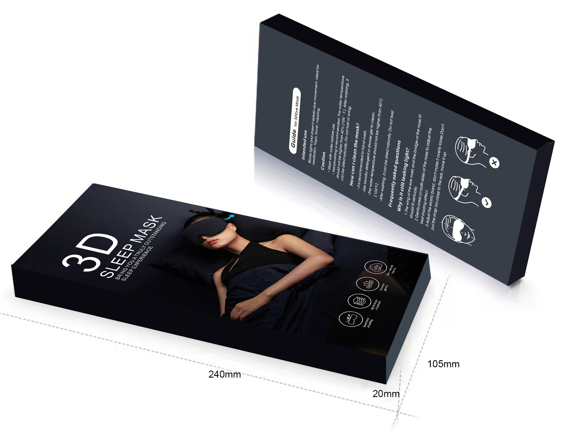 新款3D立体睡眠眼罩遮光不压眼旅行莱卡透气护眼罩可调节工厂批发详情10