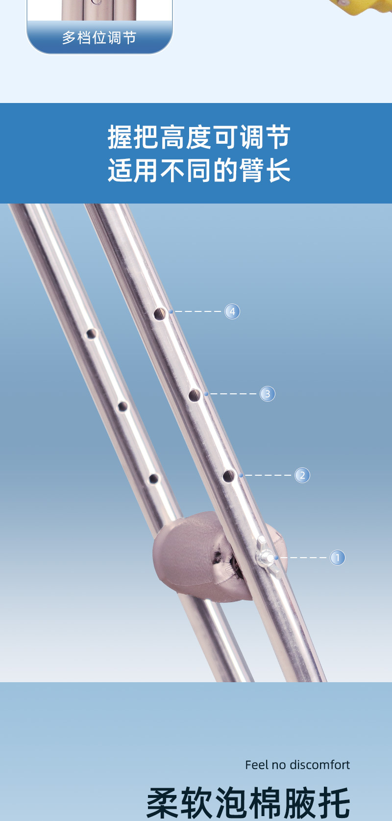 拐杖老人防滑腋下拐年轻人骨折康复走路拐棍助行器双拐拐棍详情4