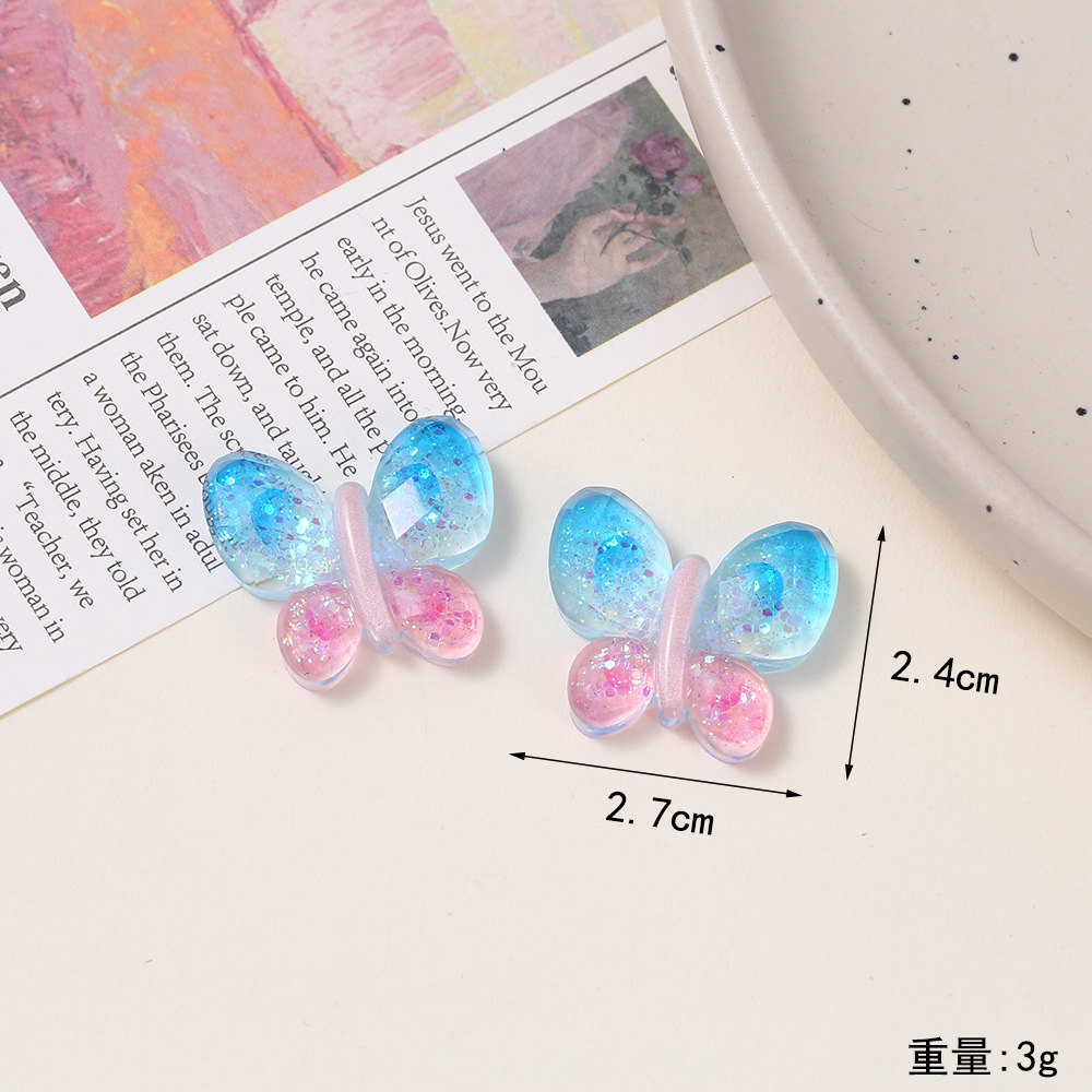 Luminous flash high-transparency sequin cut surface gradient color butterfly epoxy resin AB glue accessories diy jewelry accessories handmade hair accessory materials pic 9
