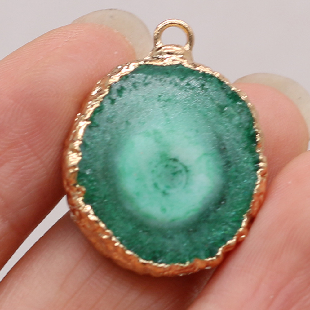 跨境天然不规则圆形玛瑙吊坠DIY饰品配件手工耳环项链制作批发详情13