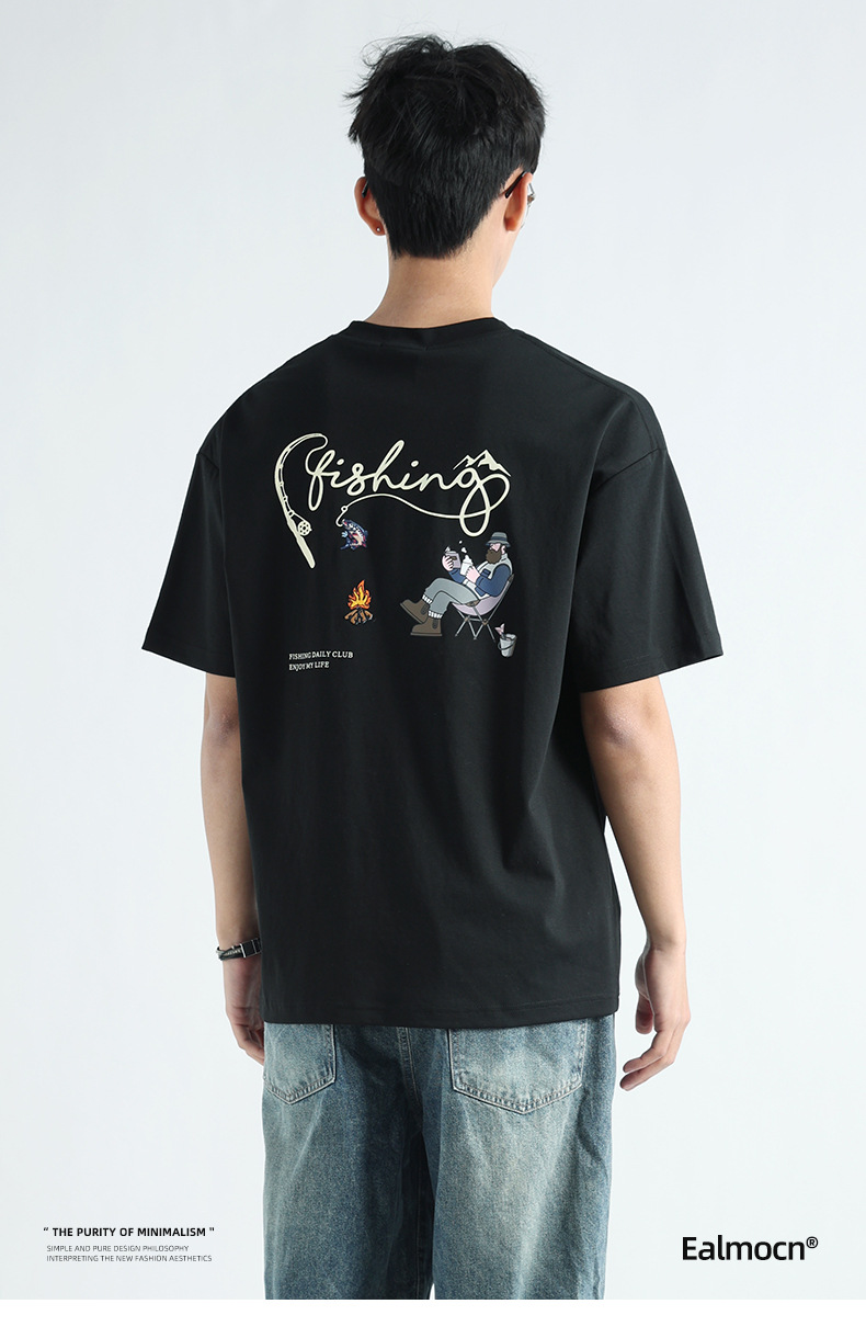 新款印花刺绣男士短袖t恤重磅潮牌男装轻奢高级感纯色体恤上衣男详情18