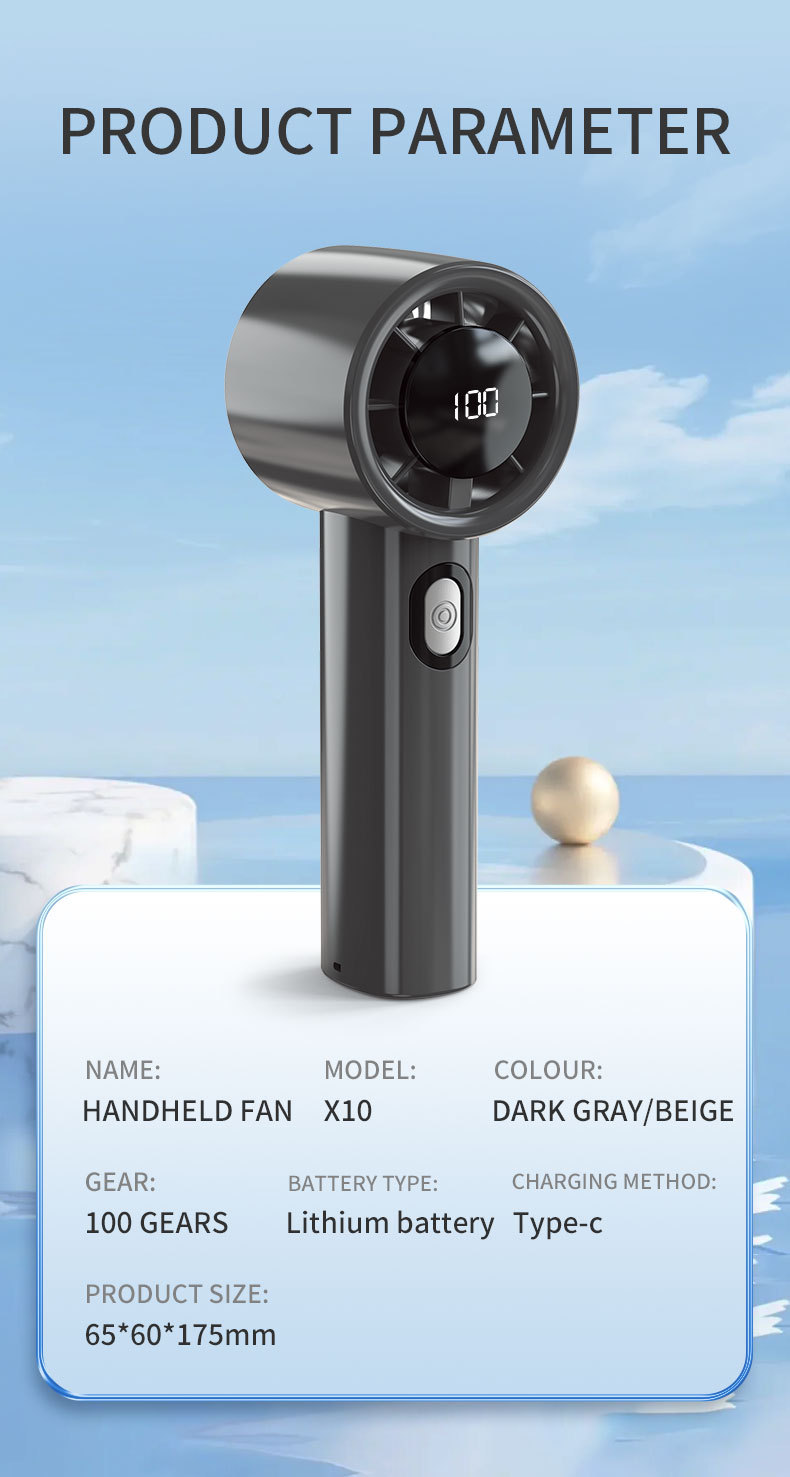 New mini rechargeable portable handheld fan for cross-border foreign trade, usb desktop fan factory speed regulation digital display 100 stops pic 12