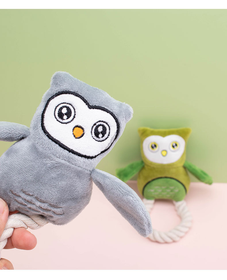 厂家直销 原创毛绒玩具棉绳猫头鹰发声玩具磨牙耐咬狗狗玩具批发详情11