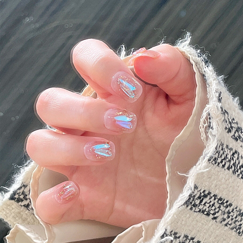 Wholesale of handcrafted wearable nails for Internet celebrities, medium and long heart-shaped diamond nail nail plates, nail patches, false nails, jelly glue pic 23
