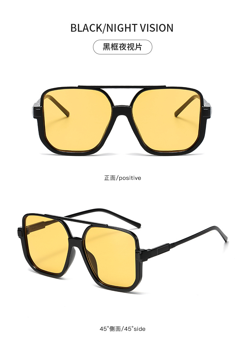 Retro tea-colored sunglasses, feminine personality, half-frame glasses, popular street style on Instagram, large-frame round face slimming sunglasses, trendy pic 12