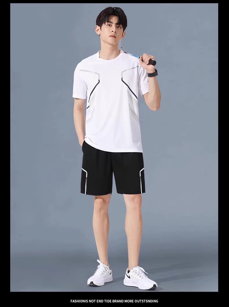 运动服套装男跑步短袖冰丝夏季速干衣篮球服羽毛健身衣服短裤夏天详情13