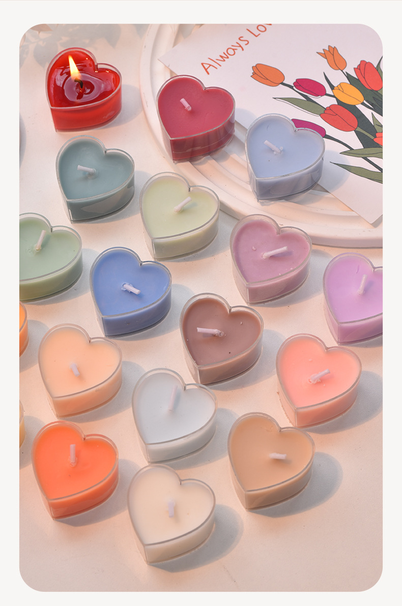 Wholesale heart-shaped candles, plant wax scented candles, birthday and proposal romance, heated for 4 hours, heart-shaped tea wax pic 11