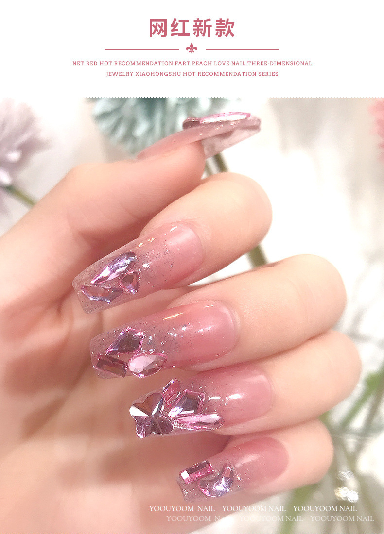 Wholesale of K9 nail art diamond accessories: Fairy light pink flat-bottomed irregular-shaped diamond, glass water diamond, Super shiny mini best-selling nail drill pic 10
