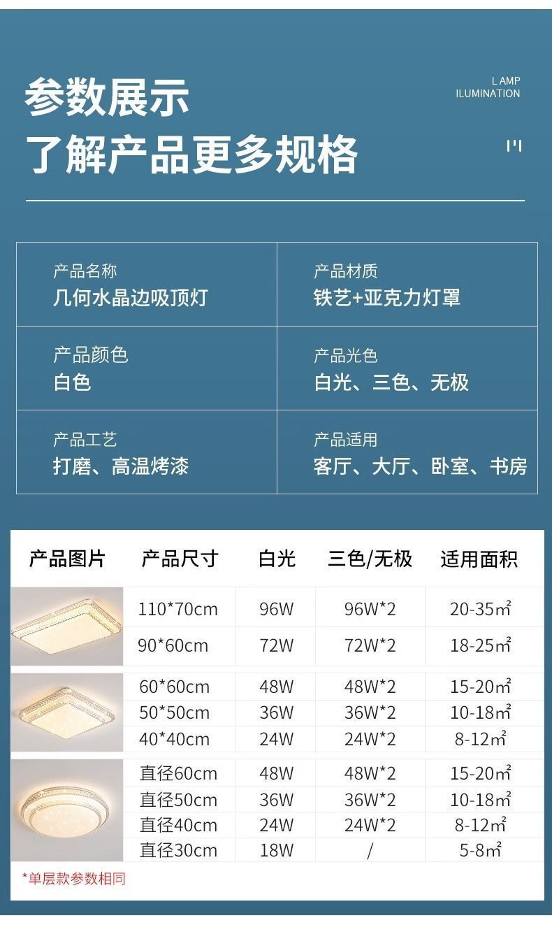 新款双层钻现代简约大气轻奢客厅灯LED卧室吸顶灯主卧灯餐厅主灯详情13