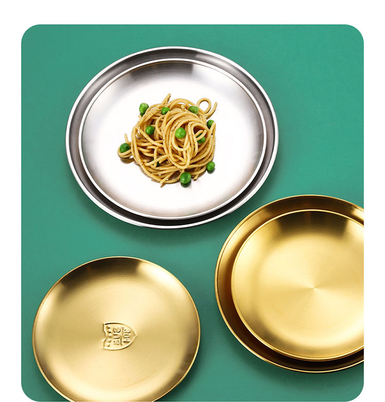 304 stainless steel round plates, Korean barbecue plates, fruit plates, cake plates, bone-spitting plates, retro tray tableware pic 16