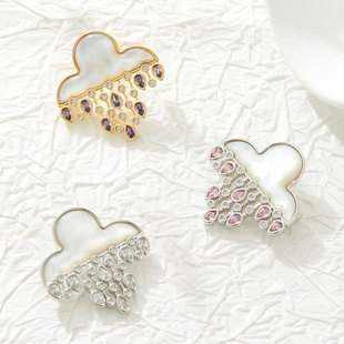 Original design natural mother-of-pearl star raindrop brooch, fashionable, light luxury, dynamic design, delicate and versatile brooch pic 1