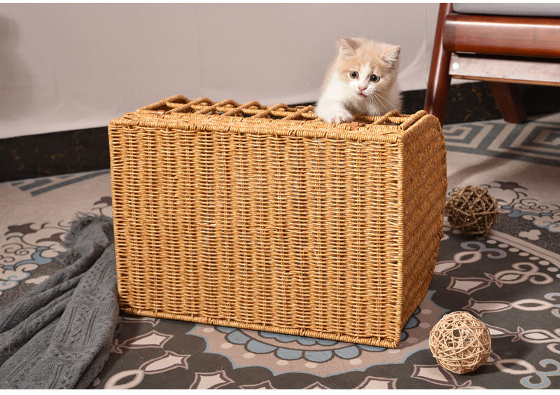 藤编手提猫笼宠物窝猫包宠物用品藤编猫笼详情11
