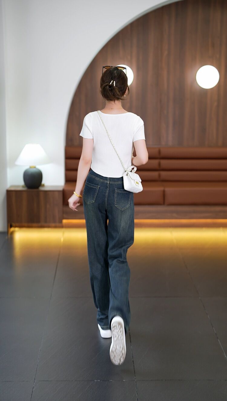 Wide-leg jeans for women 2025 Autumn new style High-waisted slimming wide-leg pants retro stretch versatile floor-length straight-leg pants pic 11