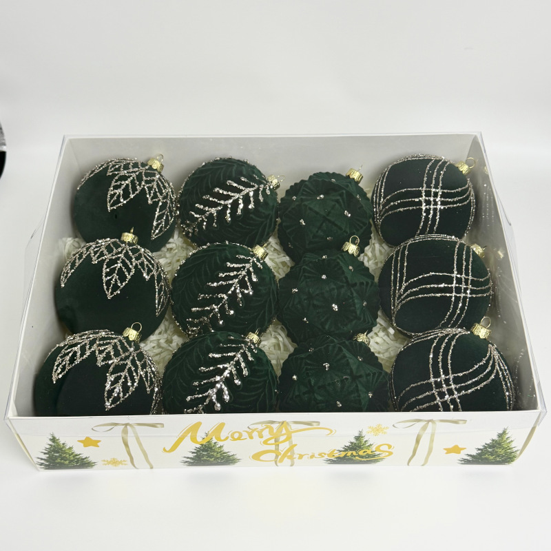 Cross-border new velvet Christmas ball set, Christmas window velvet balls, Christmas tree decoration, painted balls and hanging ornaments pic 2