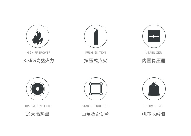 Koman XD-5F Xuan Yan Gas stove features a high-power, pressure-stabilizing burner head, outdoor portable IGT unit, and Xuan Yan stove plate pic 2