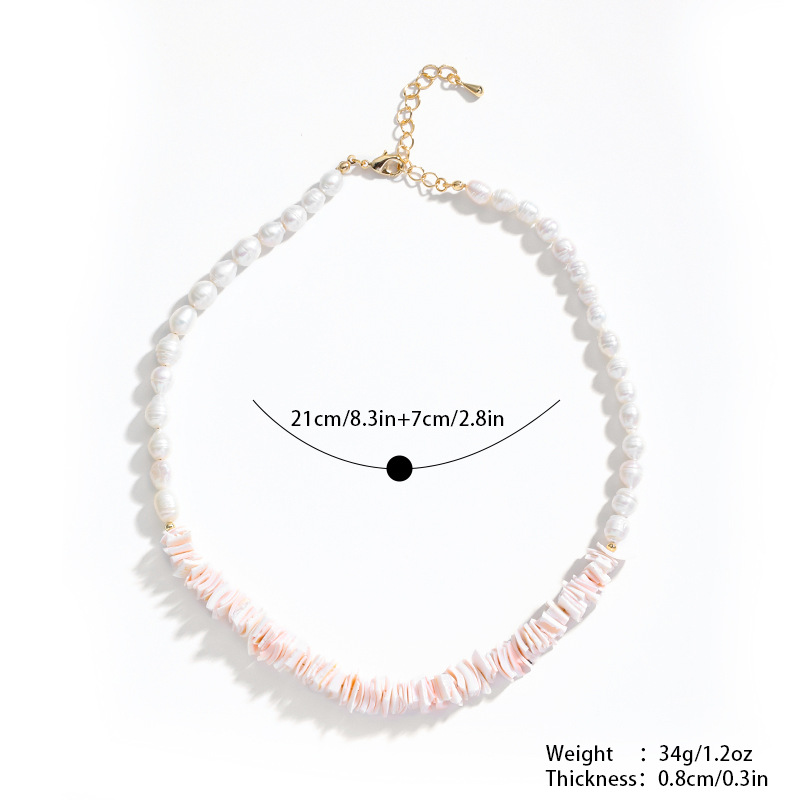 娜莎欧美跨境爆款彩色贝壳手链项链沙滩不规则碎贝壳男女士颈链详情4