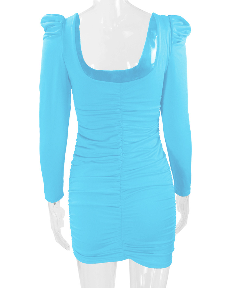 2025秋冬新款欧美女装包臀裙亚马逊跨境性感露背堆堆肩长袖连衣裙详情24