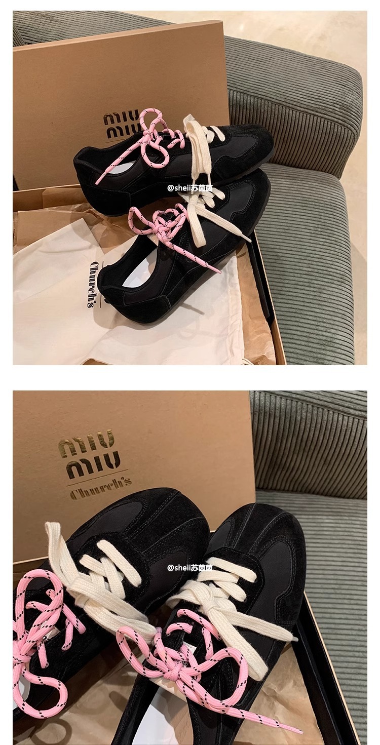 苏茵茵同款 韩国女高~2025复古鸳鸯鞋带休闲鞋运动德训鞋女阿甘鞋详情18