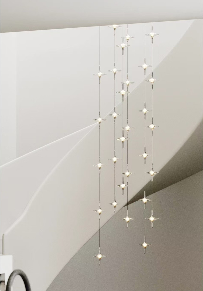 Crystal staircase chandelier, modern, simple and high-end, light luxury duplex, personalized dining room, bedroom, bedside small chandelier pic 6