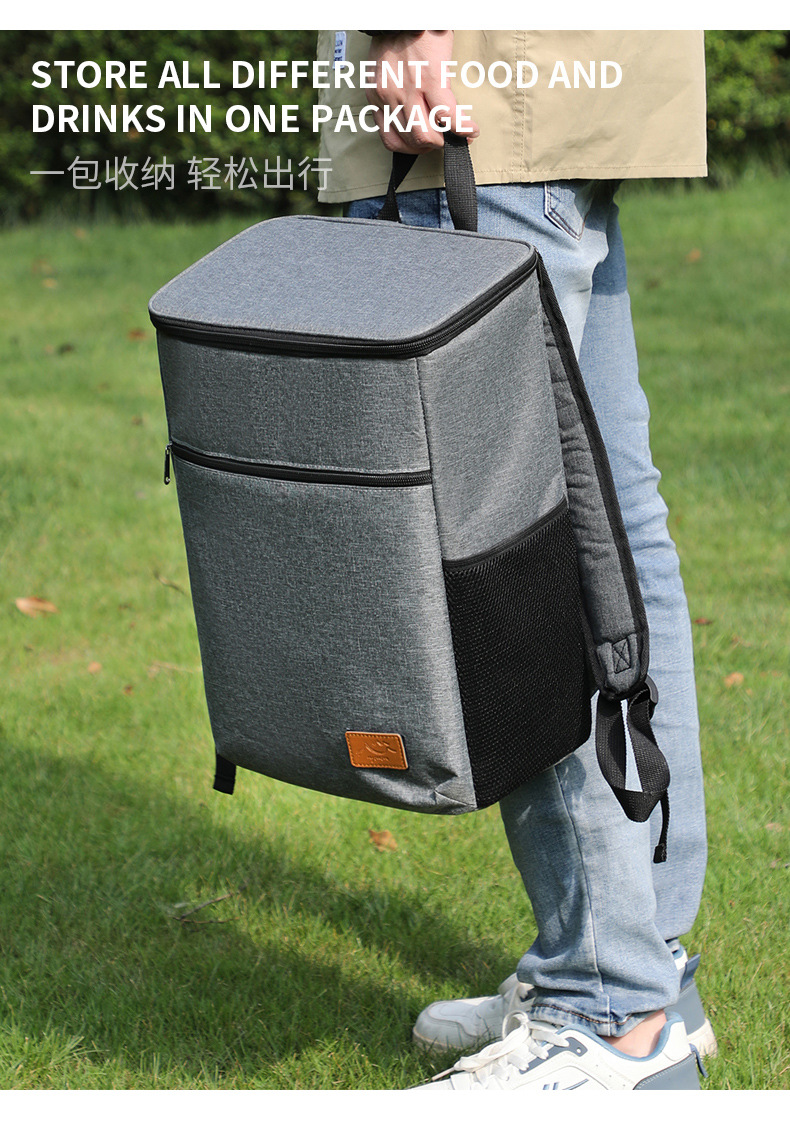 跨境专供双肩冰包批发便携午餐包折叠冷藏露营野餐包双肩保温背包详情4
