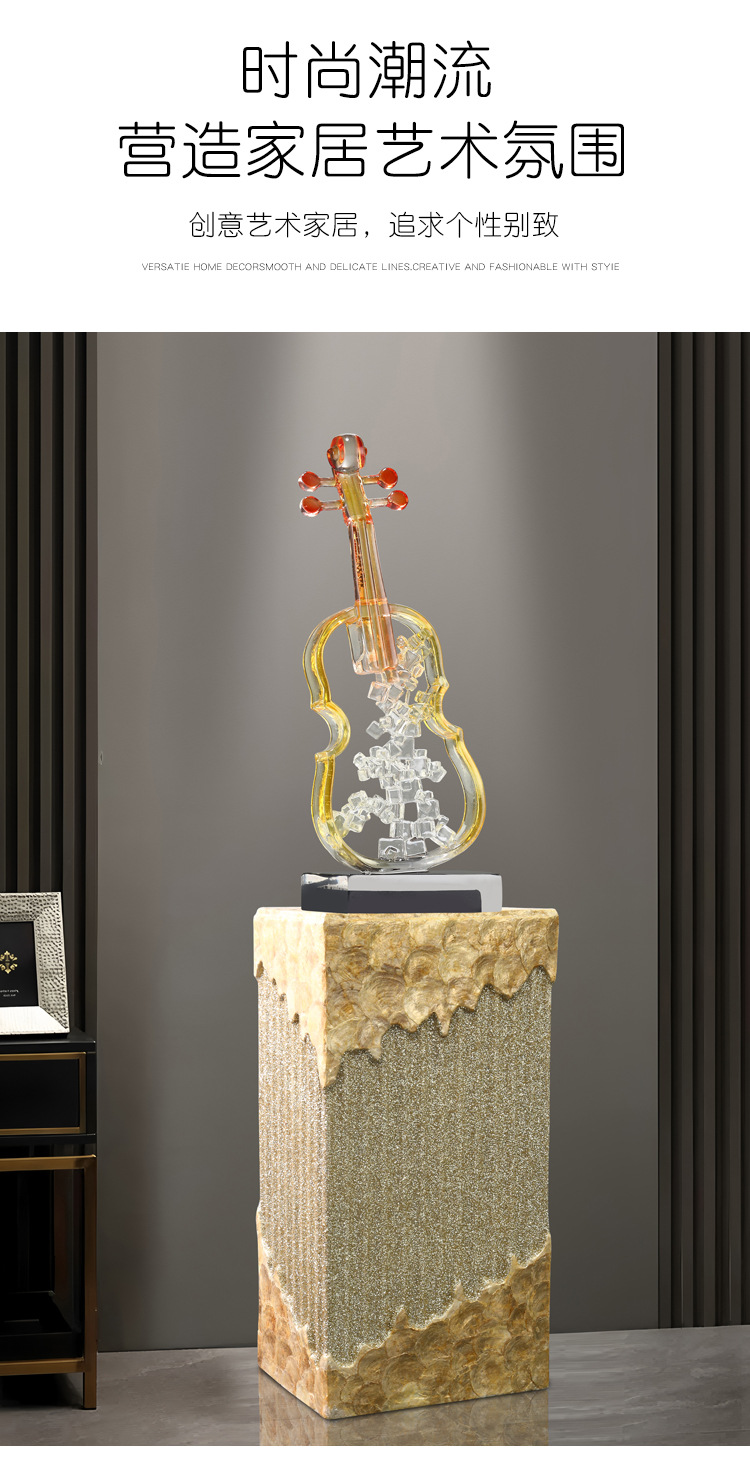 2025 Art violin ornaments, high-end living room floor, light luxury, high-end entrance, TV cabinet, wine cabinet, model room, soft decoration, resin handicrafts, Indian resin handicrafts, ornaments, micro-landscape, shell resin pic 2