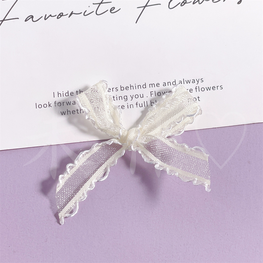 Double-stripe hooked wavy edge hand-tied bow fabric accessories, clothing, shoes, hats, socks and accessories DIY handmade materials pic 5