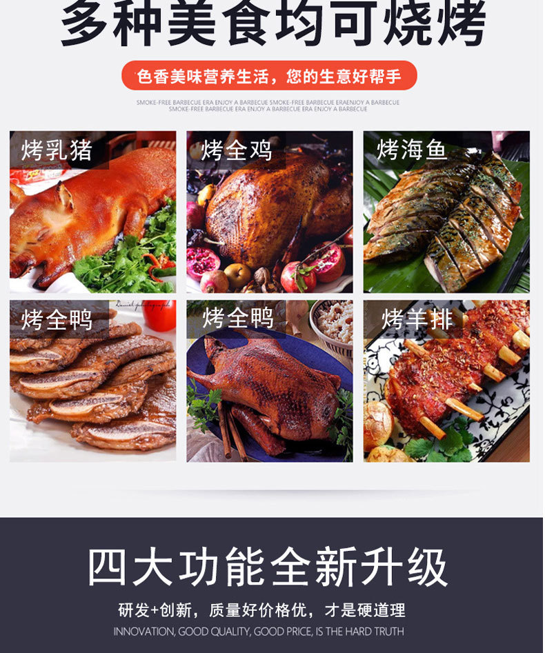 Commercial electric chicken roasting oven, 3-stick, 6-stick, 9-stick stainless steel gas automatic rotating roast duck oven, fish and meat roasting electric oven pic 2