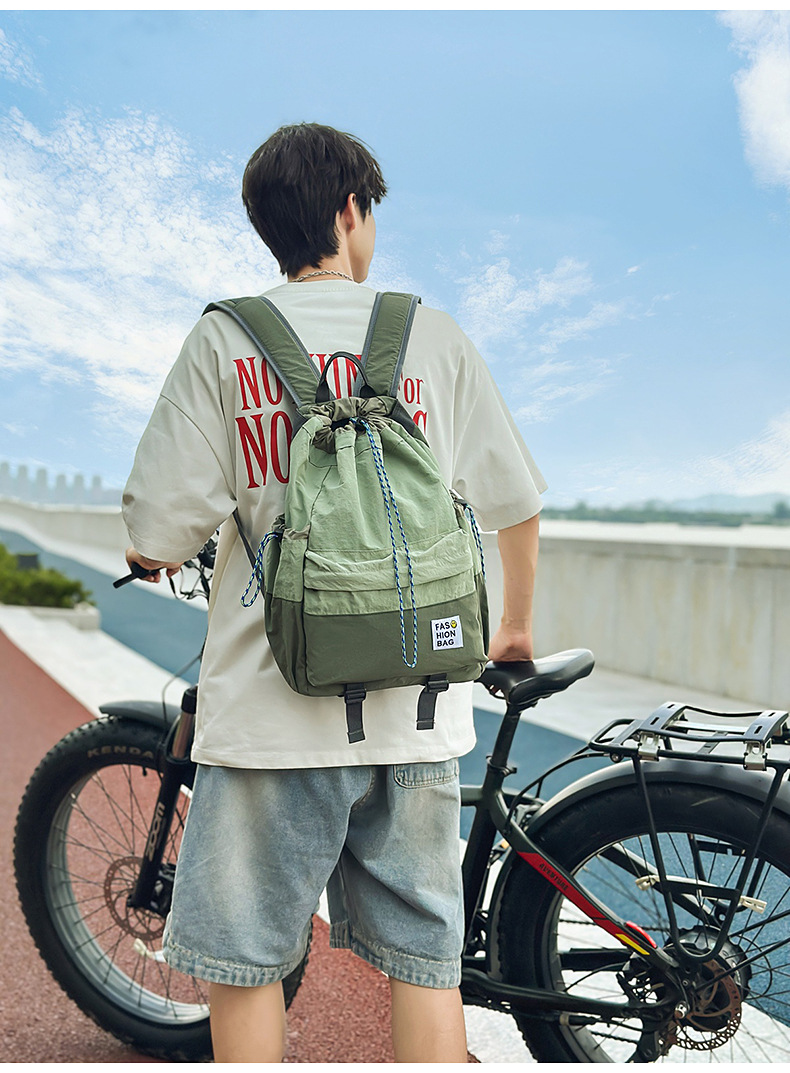 新款束口抽绳双肩包大容量休闲包户外运动登山包超轻量旅行背包详情32