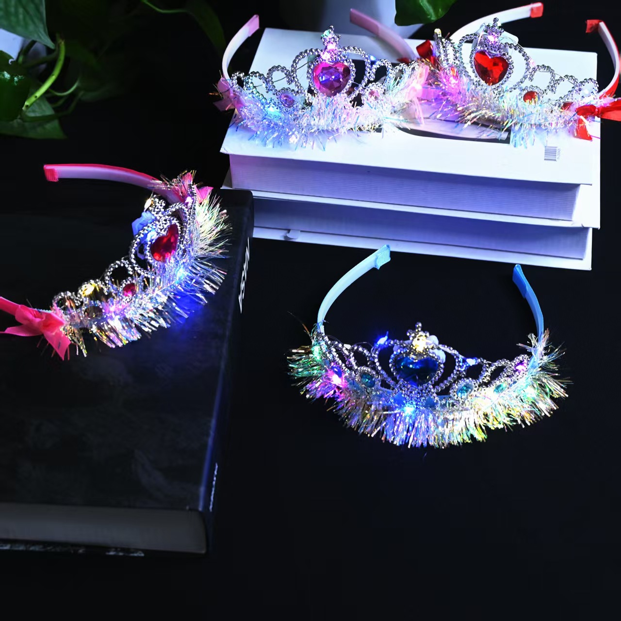 New luminous crown headwear for girls, high-end Korean-style crystal crown princess headband and hairpin wholesale at street stalls and night markets pic 6