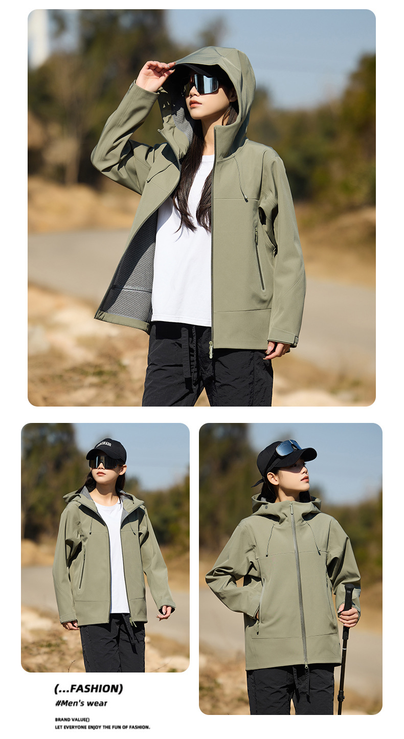 鸟家高端户外软壳冲锋衣男情侣款钓鱼防水外套山系徒步登山服团购详情17