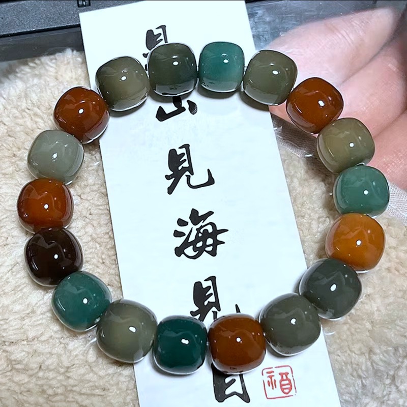 阴皮渐变绿白玉菩提子手串女小青柠绕指柔文玩菩提根佛珠菩提学生详情20