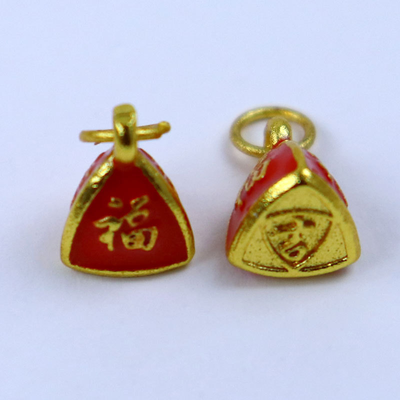 S925银镀金烧蓝招财福字麒麟手链挂件项链吊坠手工编织串珠配件详情7