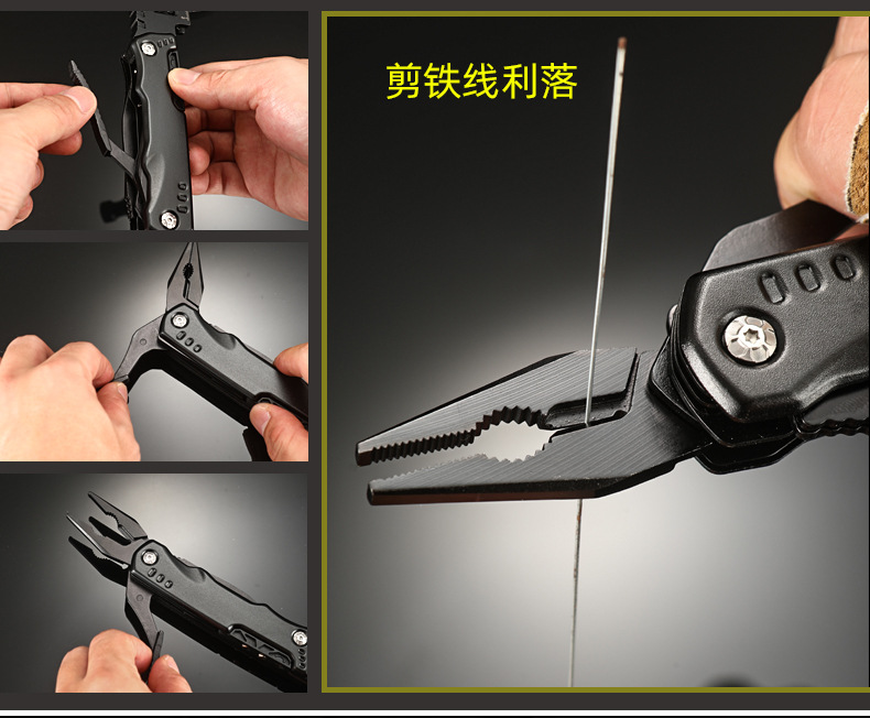 Wholesale outdoor multi-functional EDC knife pliers combination tools, folding hammers, adjustable wrenches, universal hardware tools, knife pliers pic 15