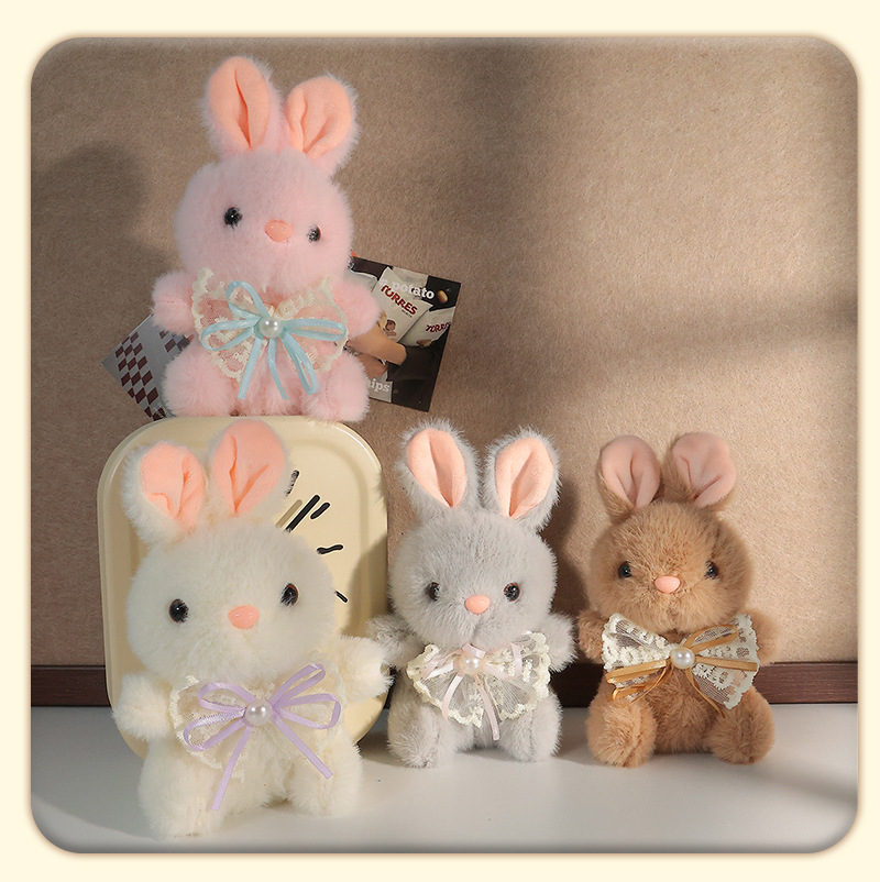 Cute lace bow, little rabbit, bag pendant, small doll, plush backpack, hanging ornament, doll, high-end backpack pic 5